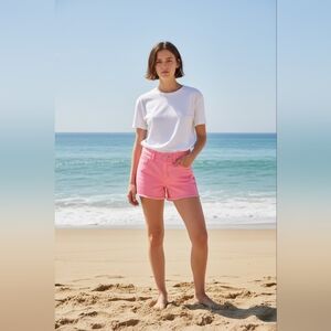 Justice Girl's Cute Size 14 Slim Fray Hem Shorts In Light Pink EUC